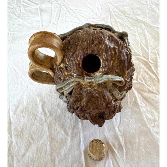 Handmade Pottery Folk Art Ugly Face Jug Big Toothy Smile CHEESE Signed - Picture 3 of 10